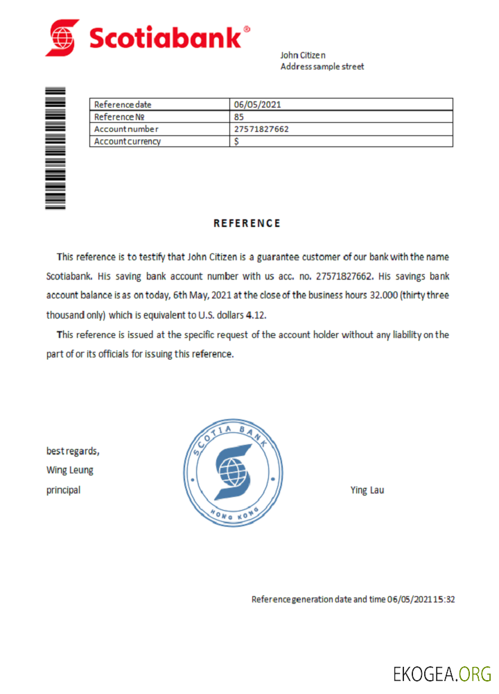Hong Kong , Scotia bank , reference